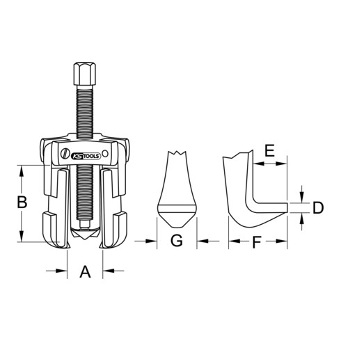 KS Tools lagerringtrekker 3-arm met klemconus