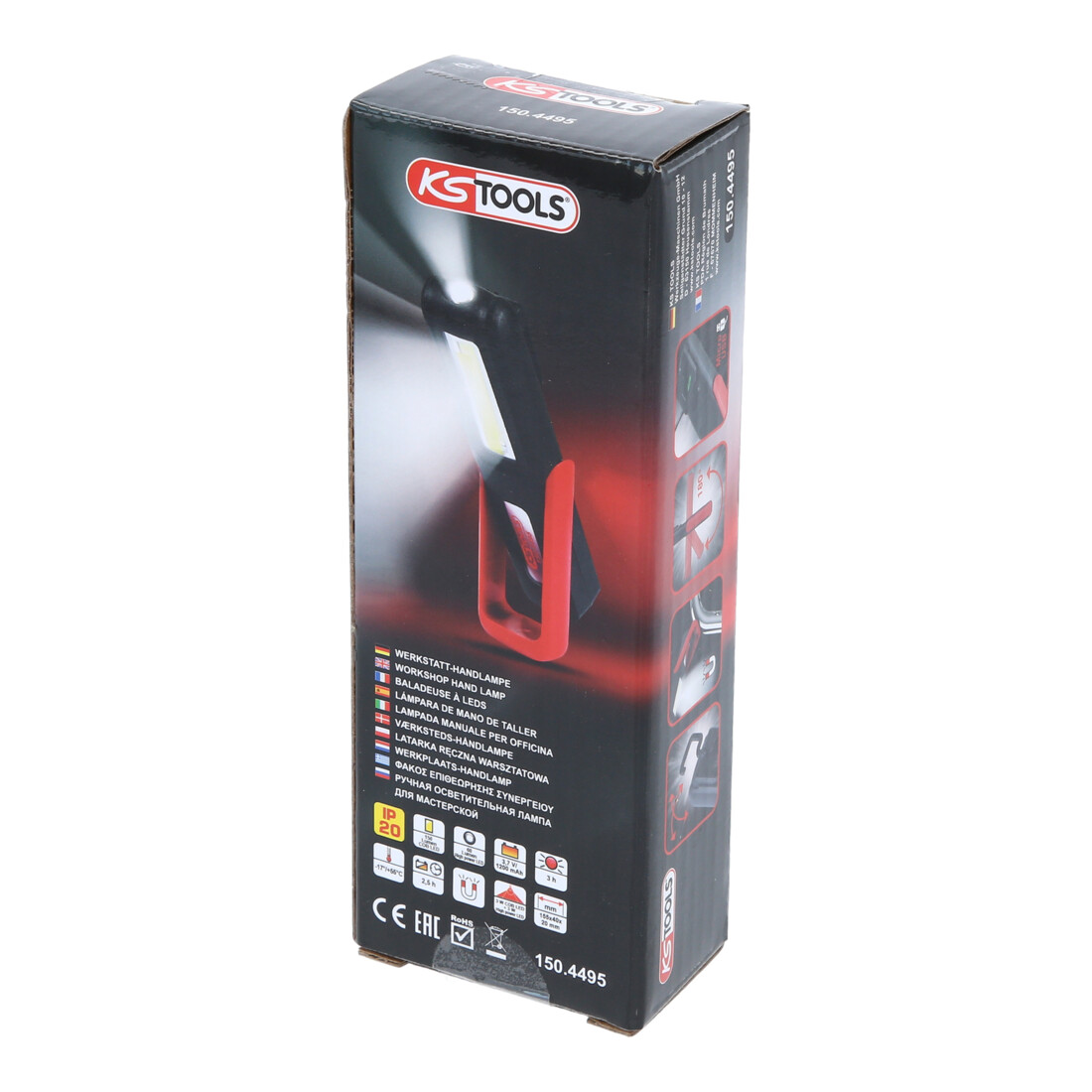 KS Tools Lampe à main d'atelier mobile, pliable, 3 Watt COB LED