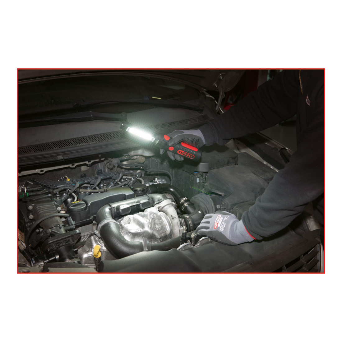 KS Tools LED-Akku-Arbeitslampe, knickbar, 9 + 1 LEDs