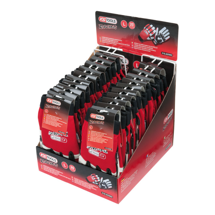 KS Tools Leder-Mechaniker-Handschuh-Display, XXL, 20 Paar