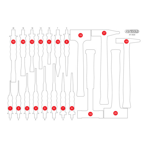 KS Tools Leere Schaumstoffeinlage zu 811.0020