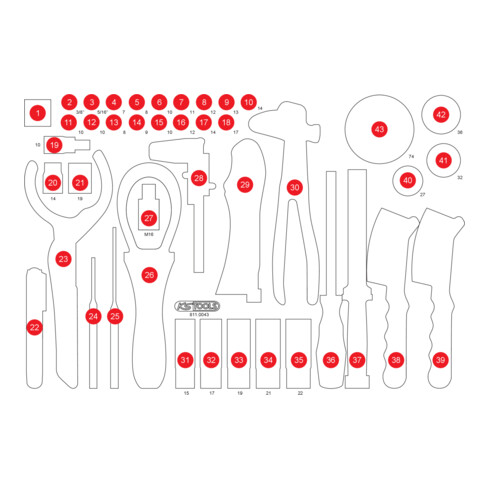 KS Tools Leere Schaumstoffeinlage zu 811.0043