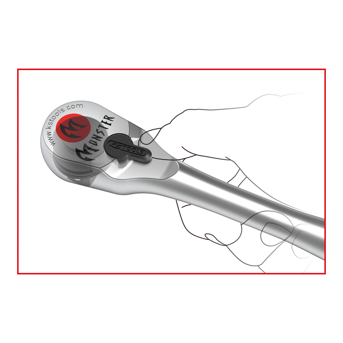 KS Tools Leva a cricco reversibile 1/2" Monster, lunga, 100 denti