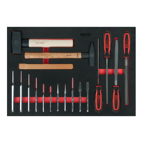 KS Tools lime, ciseau et marteau, 18 pièces en système 1/1