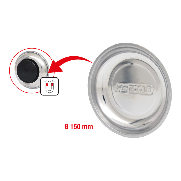 KS Tools magnetische plaat van roestvrij staal, diameter 150 mm