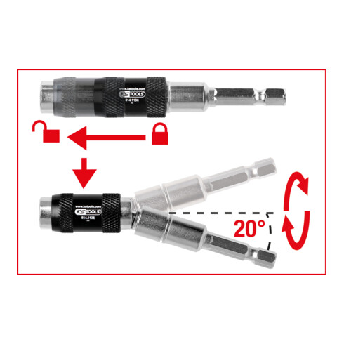 KS Tools Magnetischer Schnellwechsel-Bithalter mit Gelenk 1/4 Zoll
