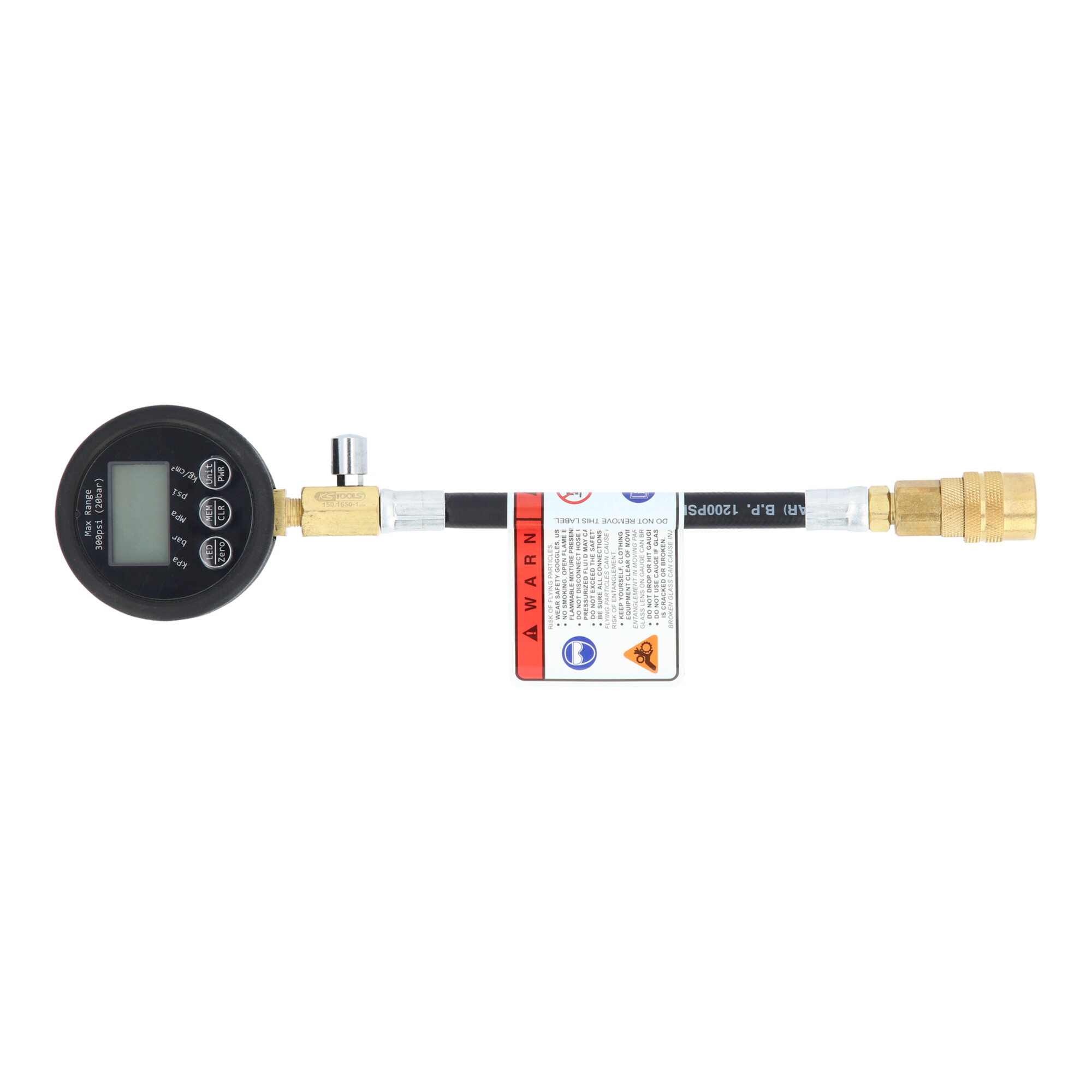 KS Tools Manometer digital mit LCD-Anzeige und Batteriebetrieb, 150.1650-1