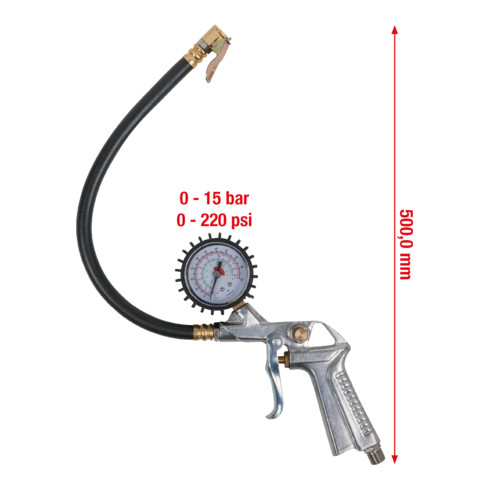 KS Tools Manometro per pneumatici ad aria compressa, 0-15 bar