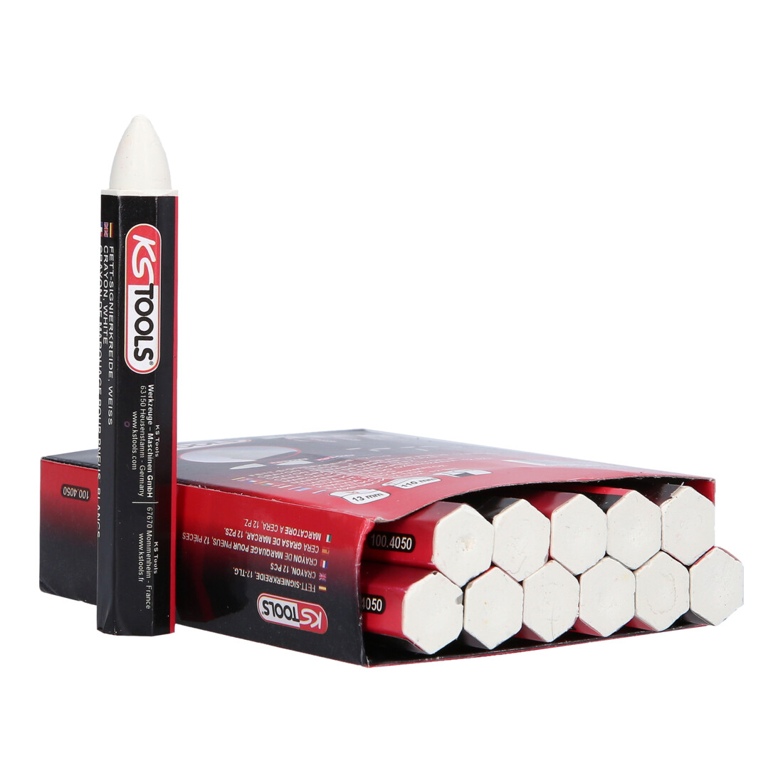 KS Tools markeerkrijt, wit, set van 12