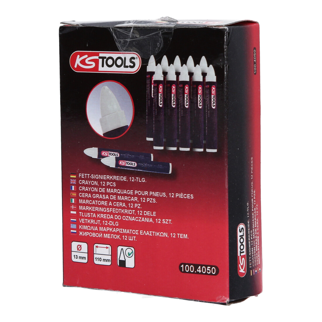 KS Tools markeerkrijt, wit, set van 12