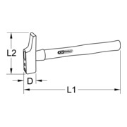 KS Tools Martello da carpentiere, manico in frassino, forma francese-4