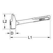 KS Tools Martello da montatore, manico in fibra di vetro, forma francese-4
