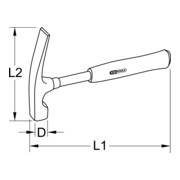 KS Tools Martello da muratore, forma renana, 500g-4