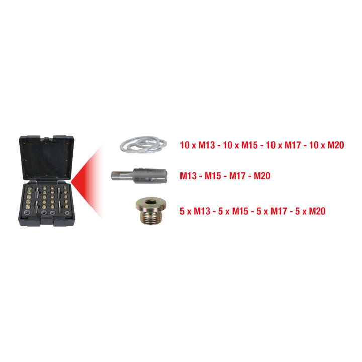 KS Tools Master coffret de réparation de vis de carter d'huile, 64 pcs.