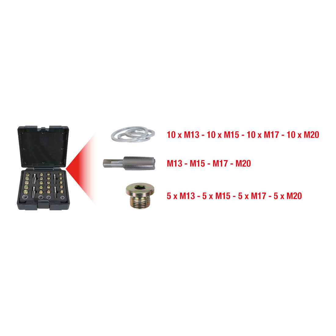 KS Tools MASTER Ölwannen-Gewindereparatur-Satz, 64-tlg.