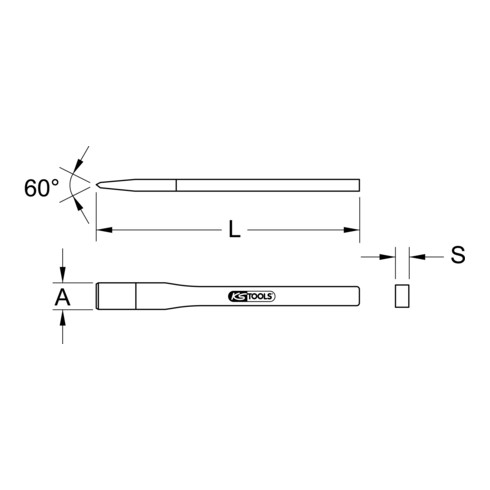 KS Tools Maurermeißel, 8-kant