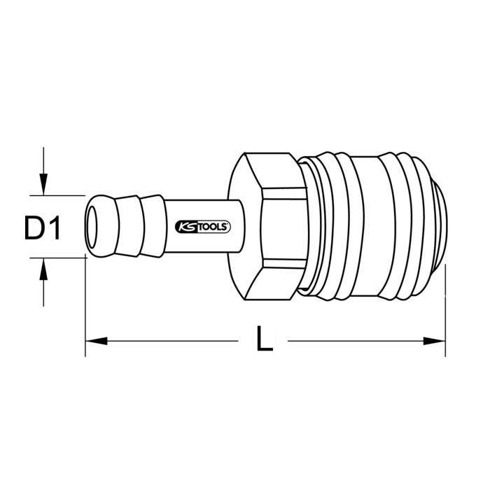 KS Tools messing koppelingen met slangpilaar, Ø9mm