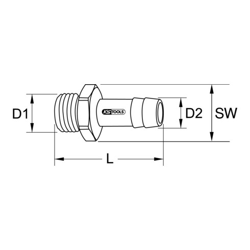 KS Tools Messing-Schlauchtüllen mit Außengewinde, 45°, G1/2"AGx9mm
