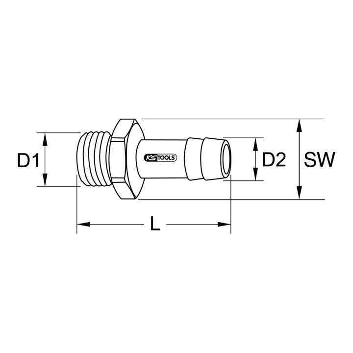 KS Tools Messing-Schlauchtüllen mit Außengewinde, 45°, G3/8"AGx13mm