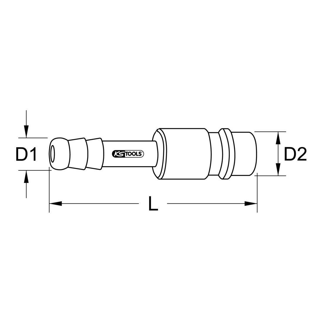 KS Tools Metall-Stecknippel mit Schlauchtülle, Ø 10mm, 58,5mm