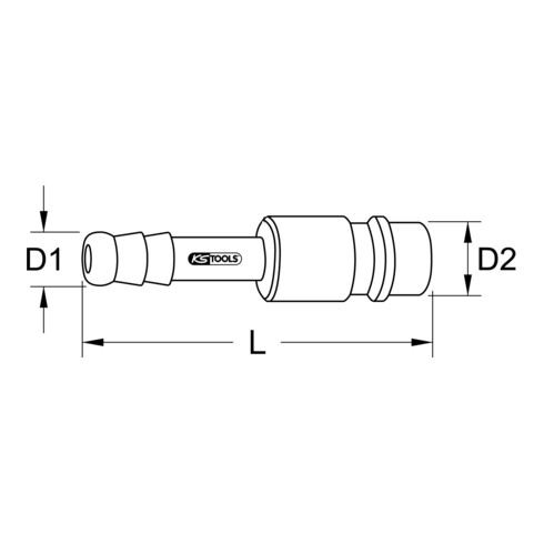 KS Tools Metall-Stecknippel mit Schlauchtülle, Ø 10mm, 58,5mm