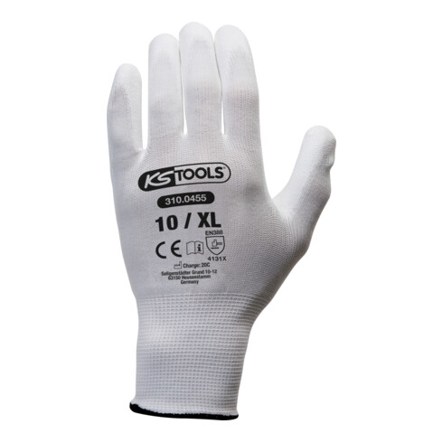KS Tools micro fijngebreide handschoenen-wit, 12 paar