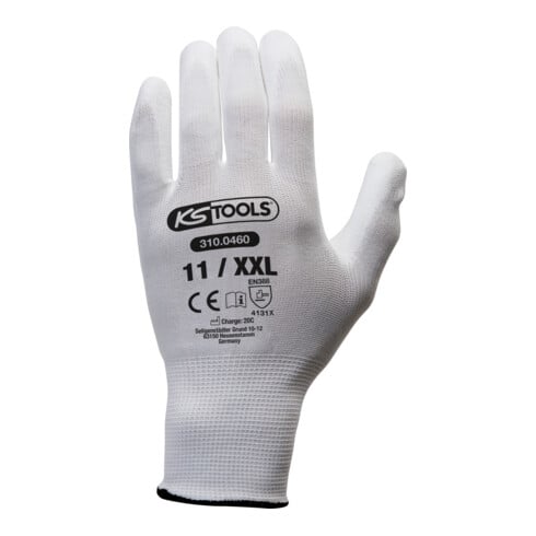 KS Tools micro fijngebreide handschoenen-wit, 12 paar