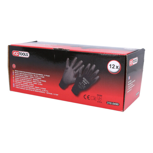 KS Tools Micro fijngebreide handschoenen zwart, maat 7