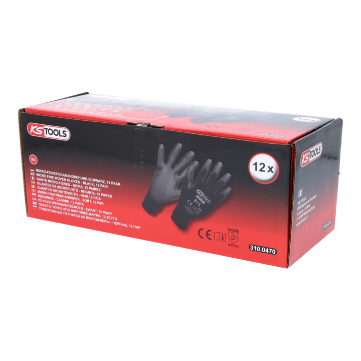 KS Tools Mikro-Feinstrickhandschuhe-schwarz, 9