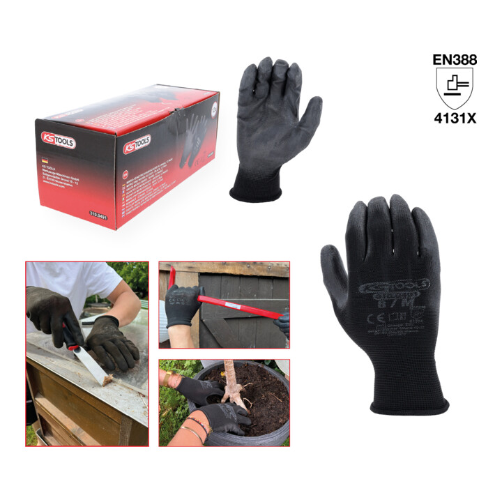 KS Tools Mikro-Feinstrickhandschuhe schwarz, Größe 8