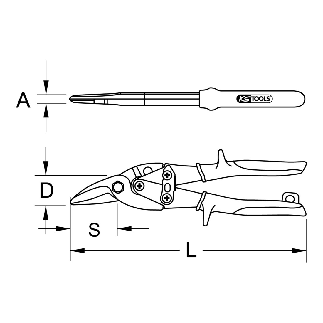KS Tools Mini blikschaar, rechtshandig