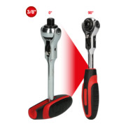 KS Tools Mini cricchetto a T MODIFIX 3/8" con testa girevole, 72 denti, 0°+90°-1
