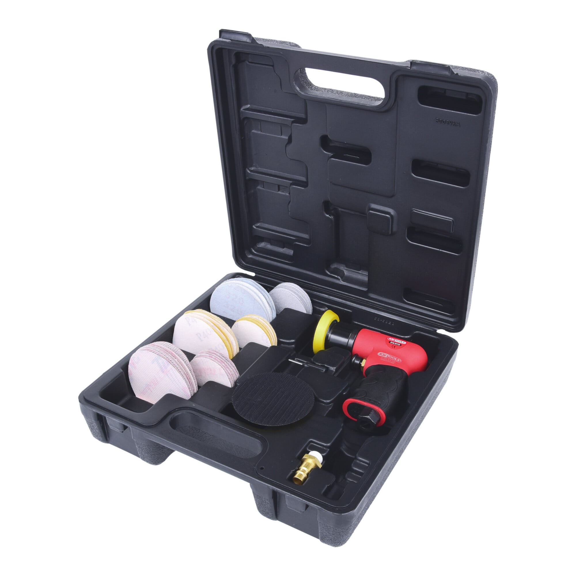 KS Tools Mini-Druckluft-Exzenterschleifer-Satz, 63-teilig