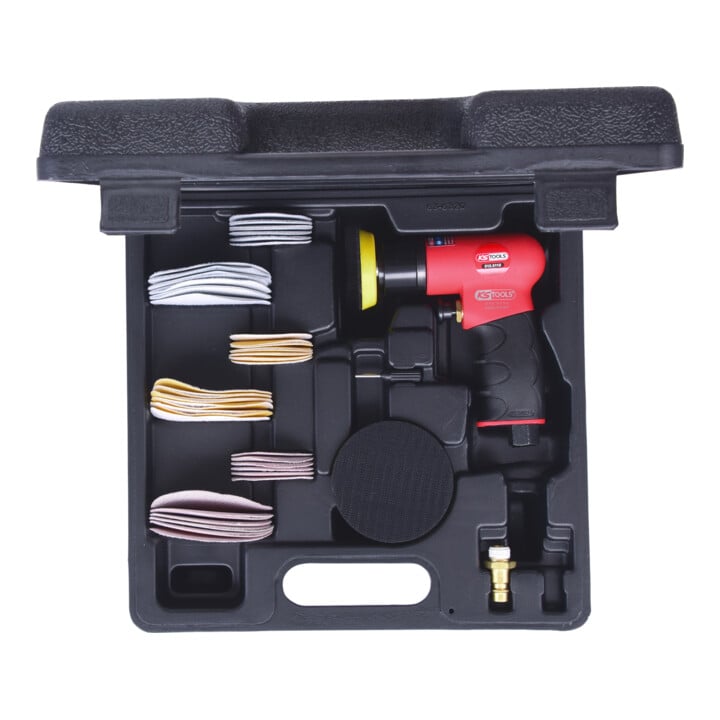 KS Tools Mini-Druckluft-Exzenterschleifer-Satz, 63-teilig