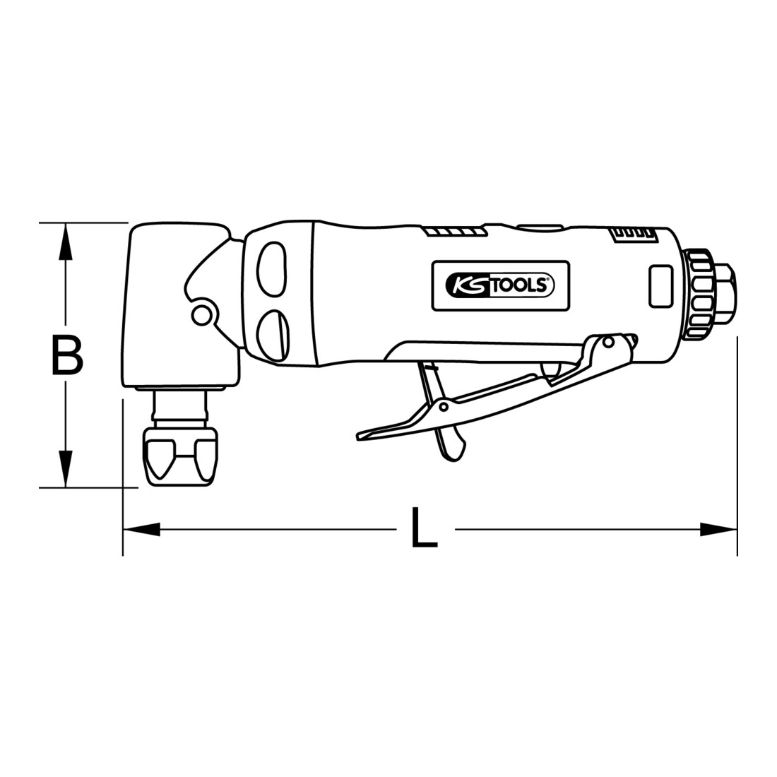 KS Tools Mini-meuleuse d'angle pneumatique SlimPOWER, 20.000 Tr/min