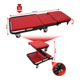 KS Tools mobiele zitbank en vouwstoel, 1040x490mm