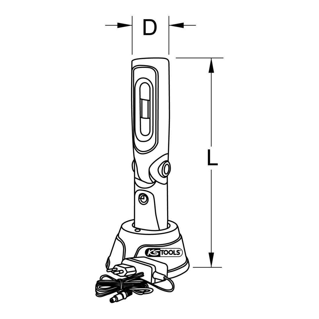 KS Tools Mobile LED Werkstatt-Handlampe mit 39 (30+9) ultrahellen LEDs