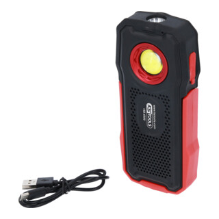 KS Tools Mobile Werkstatt-Handlampe, 500 Lumen, mit Bluetooth Lautsprecher, knickbar
