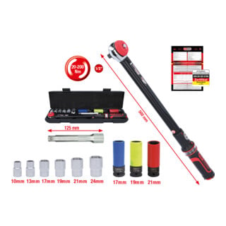 KS Tools Momentsleutelset ERGOTORQUEprecisie 1/2 inch, 20-200 Nm, 11 st.