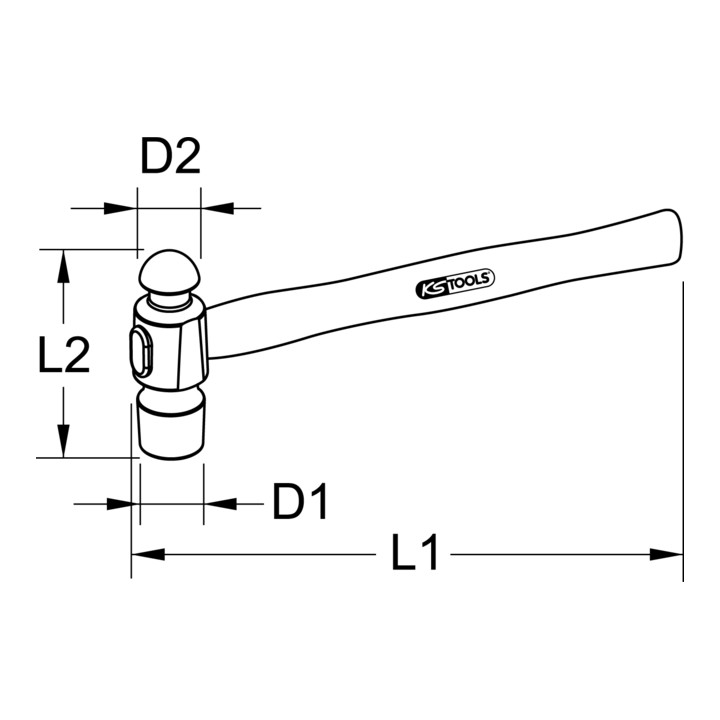 KS Tools monteurshamer, Engelse vorm, 225 g