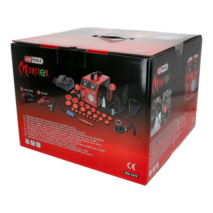 KS Tools Nebelmaschine zur Lecksuche, mit 2 Ah Akku, 36-tlg