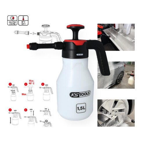 KS Tools Nebulizzatore schiumogeno a pompa (erogatore di schiuma), 1,5 l
