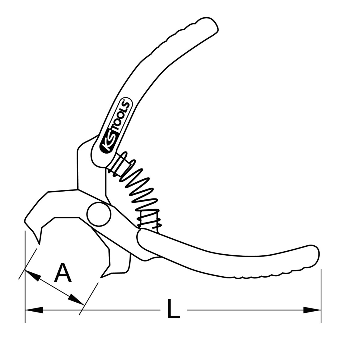 KS Tools Niet-Lösezange, rot, abgewinkelt, 100mm