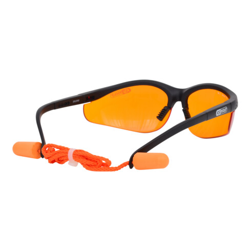 KS Tools Occhiali di sicurezza arancioni, con tappi per le orecchie