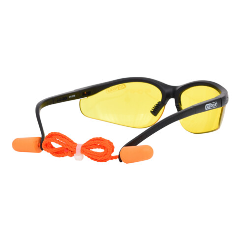 KS Tools Occhiali di sicurezza gialli, con tappi per le orecchie
