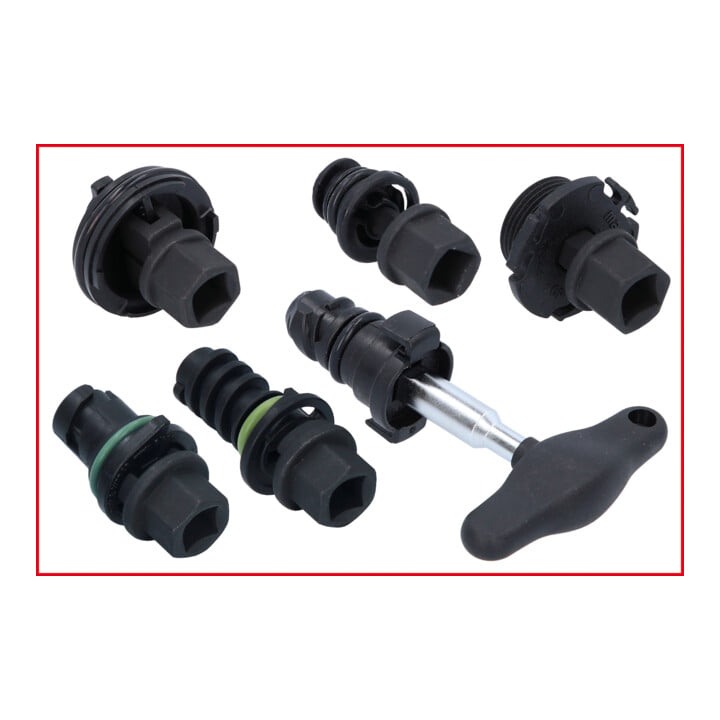 KS Tools Öldienst-Spezialprofil-Satz 3/8 Zoll für Kunststoff-Ölablassschrauben, 6-tlg.
