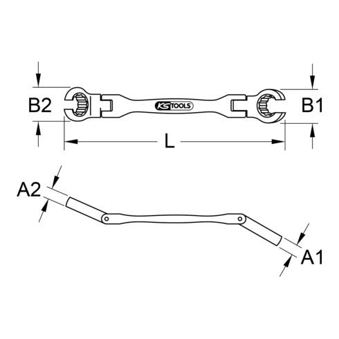 KS Tools Offener Doppel-Ringschlüssel, mit Doppelgelenk, 10x11 mm