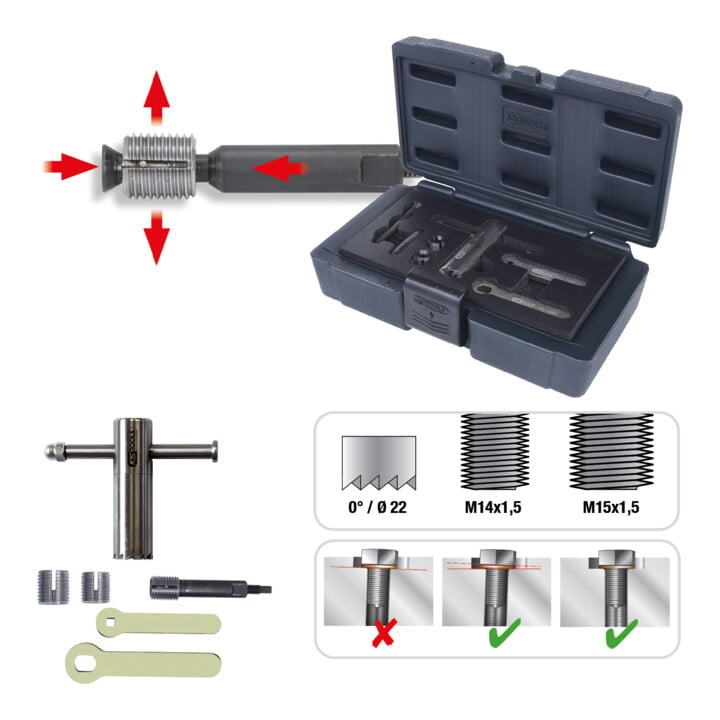 KS Tools olie aftapplug afdichting gezicht frezen set, 6 stuks