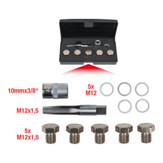 KS Tools olie aftapplug schroefdraad reparatieset, 12 stuks M12 x 1,5
