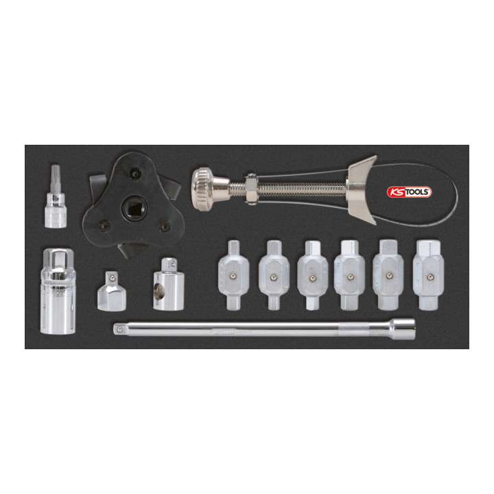 KS Tools olieaftapplug en oliefilterset, 13 stuks